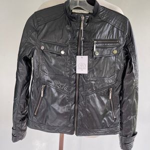 Centre Ville Paris Moto Black Pleather Jacket NWT